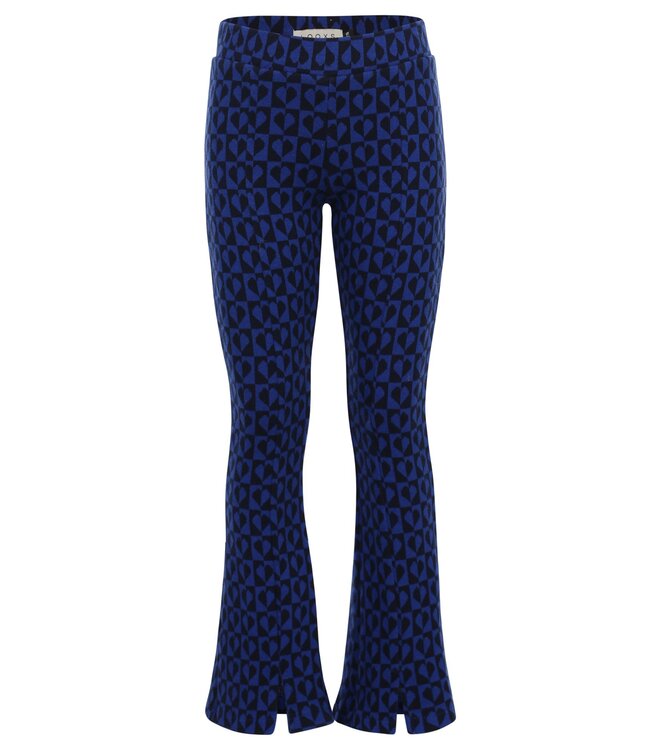 LOOXS Little winter flare broek meisjes - blauw - hartjes/jaquard