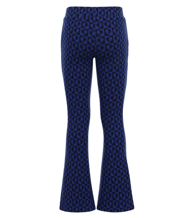 LOOXS Little winter flare broek meisjes - blauw - hartjes/jaquard