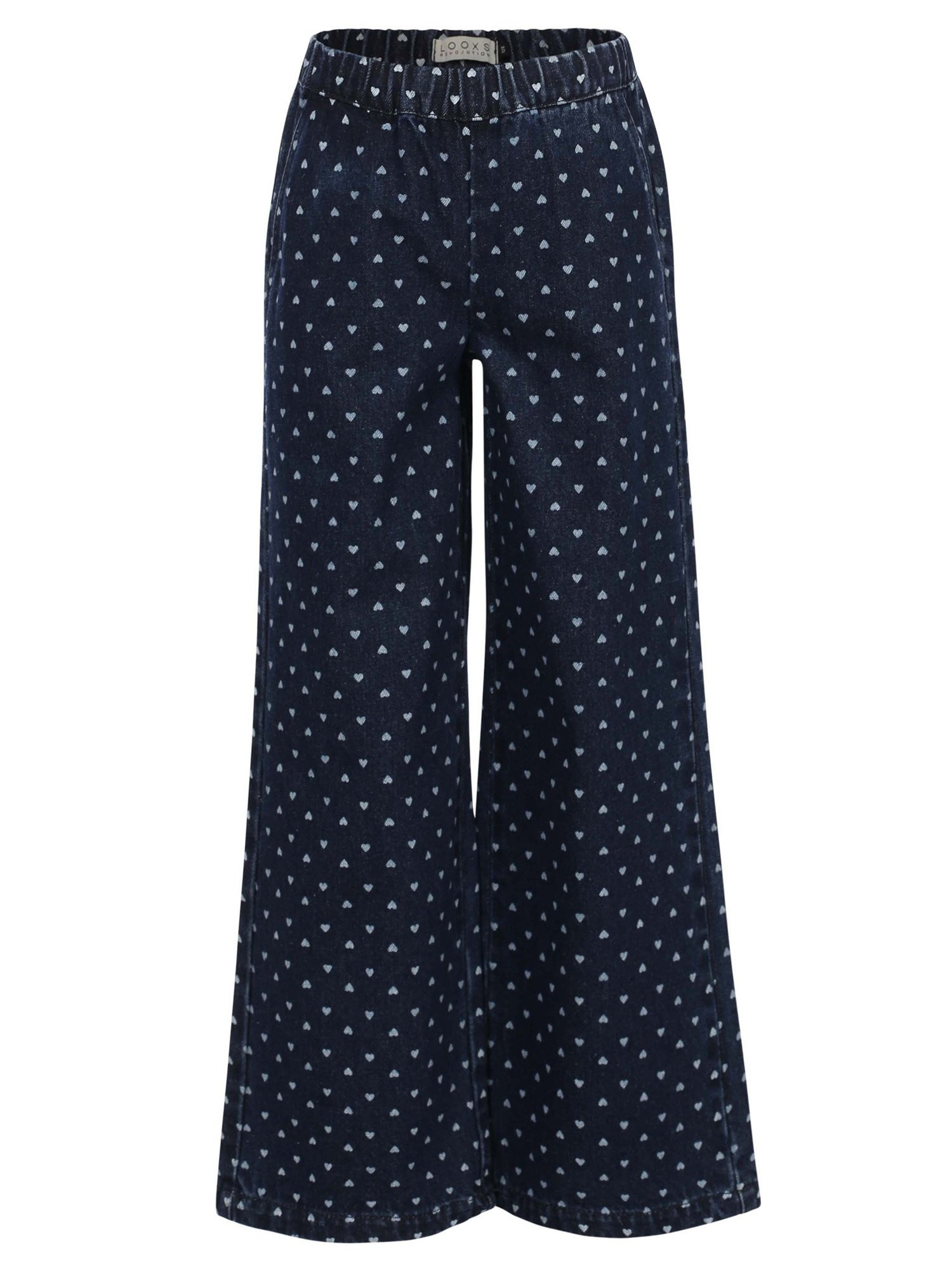 LOOXS Little winter denim wide leg broek meisjes - blauw - hart afbeelding