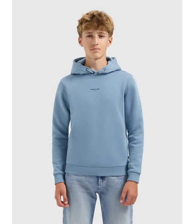 Ballin winter hoodie jongens - blauw/grijs - logo