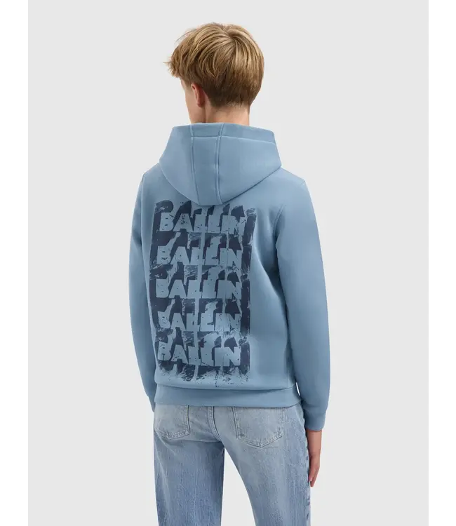Ballin winter hoodie jongens - blauw/grijs - logo