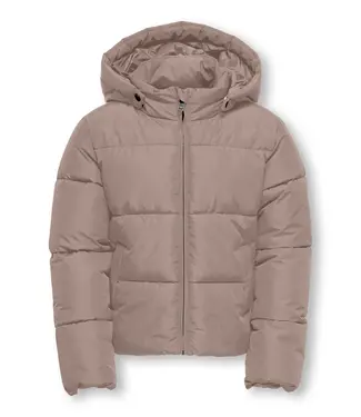 Kids ONLY winter winterjas meisjes - beige - KogJuta - puffer - capuchon