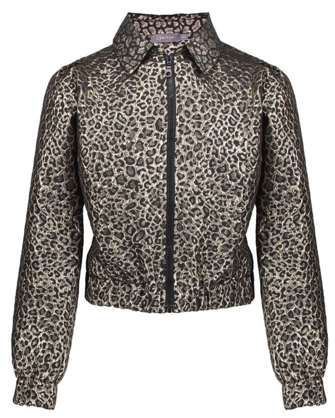 Geisha winter jas meisjes - goud/zwart - metallic, luipaard afbeelding