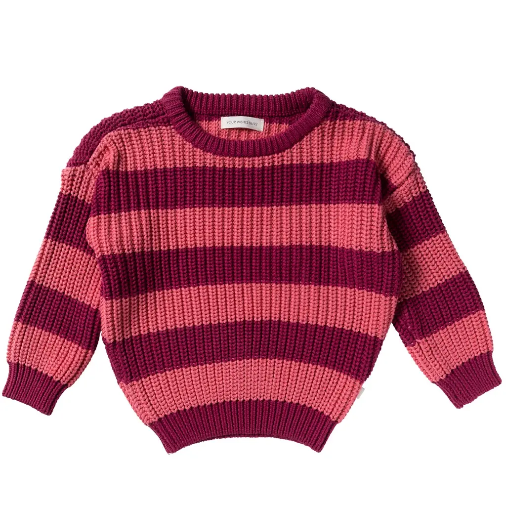 Your wishes winter sweater meisjes - roze - gebreid, strepen afbeelding