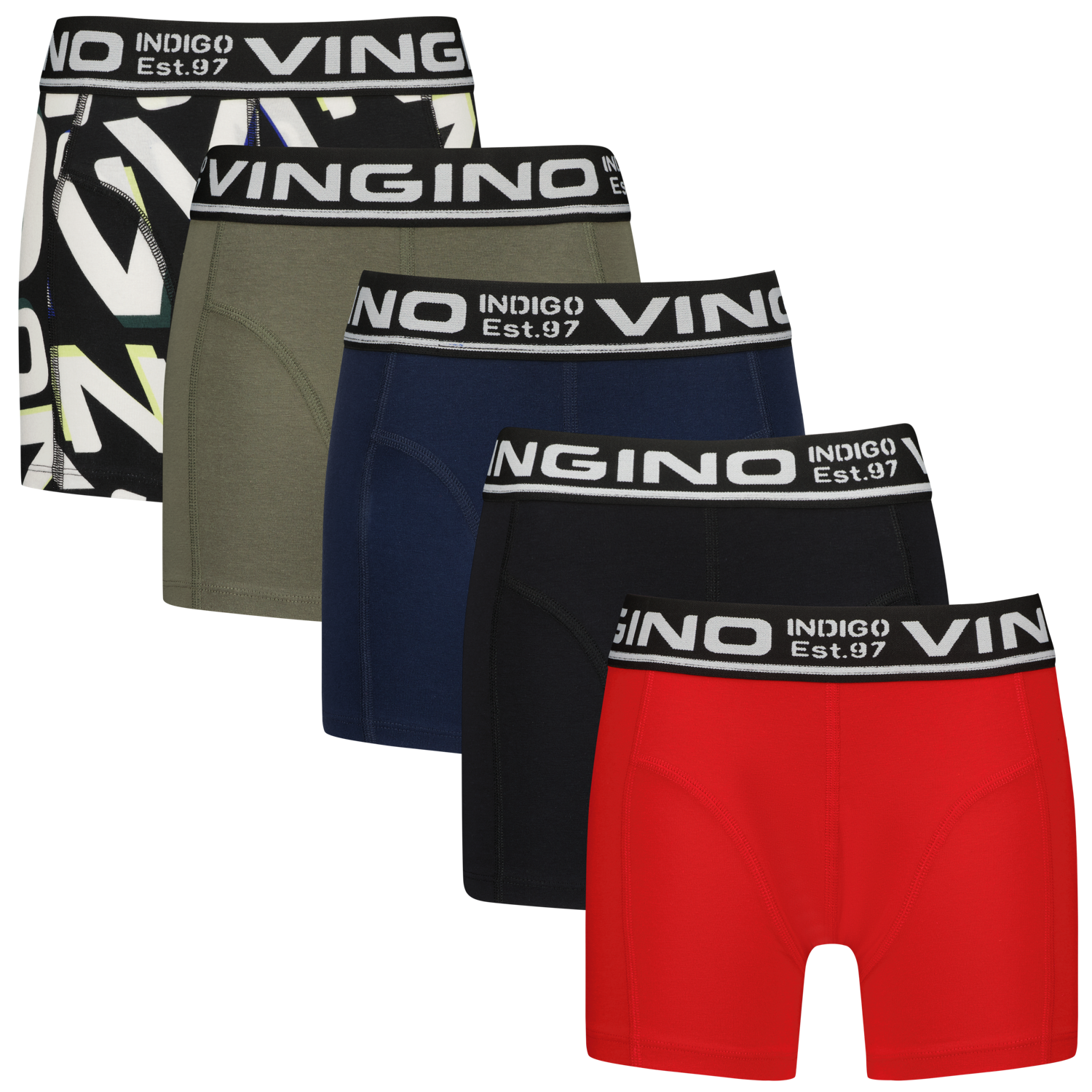 Vingino winter ondergoed jongens - multi rood - 5-pack afbeelding