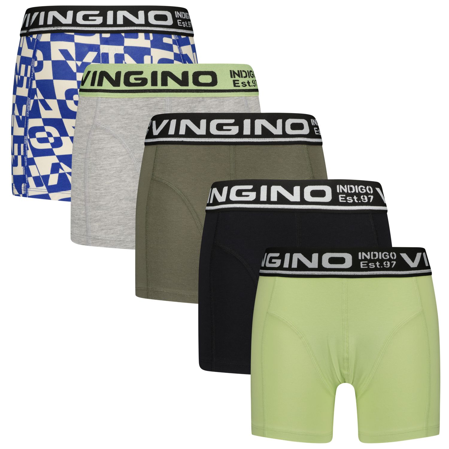 Vingino winter ondergoed jongens - lime - 5-pack afbeelding
