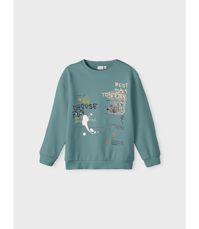 Name it winter sweater jongens - turquoise - NkmPbambo