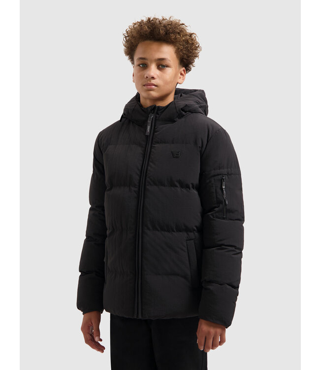 Ballin winter winterjas jongens - zwart - gewatteerd - logo badge