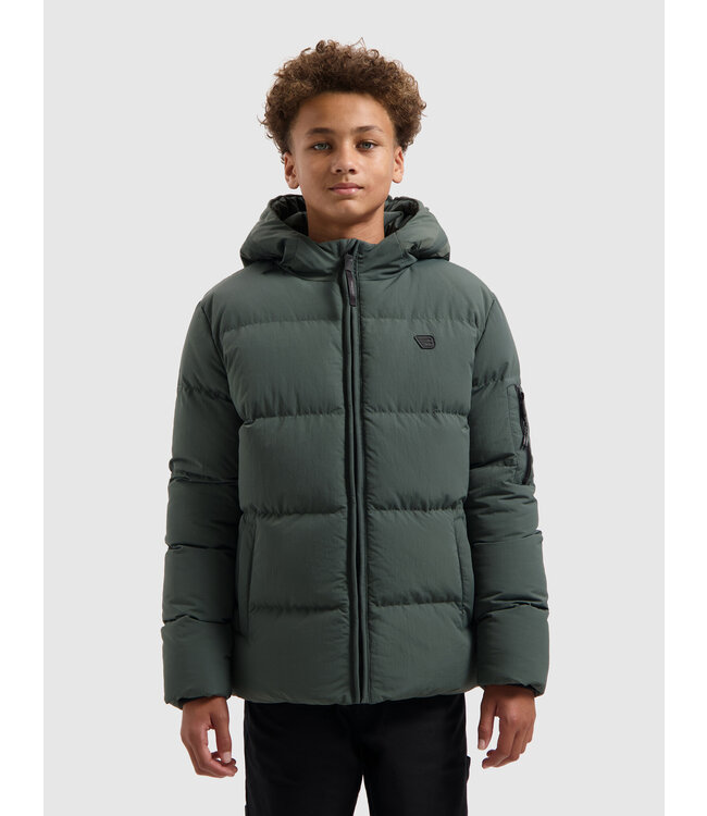 Ballin winter winterjas jongens - army groen - gewatteerd - logo badge