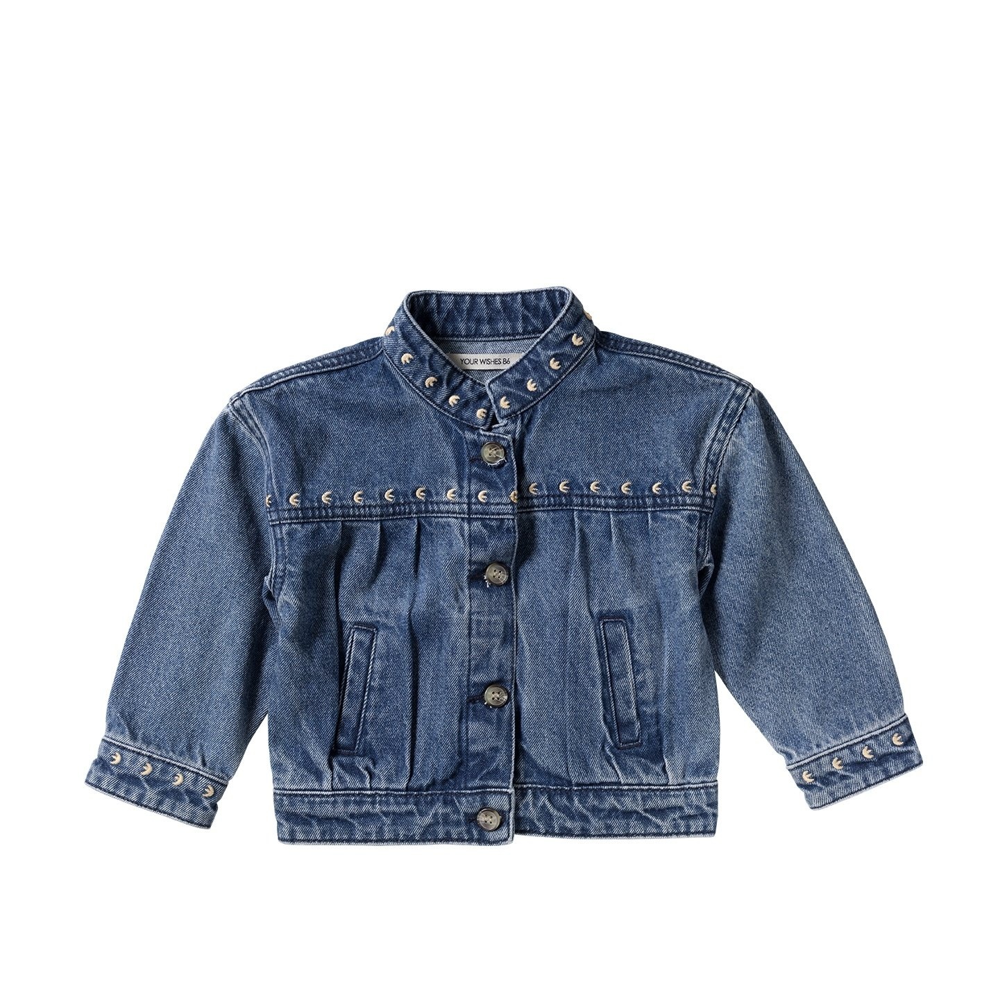 Your wishes winter jas meisjes - blauw - denim, bloem afbeelding