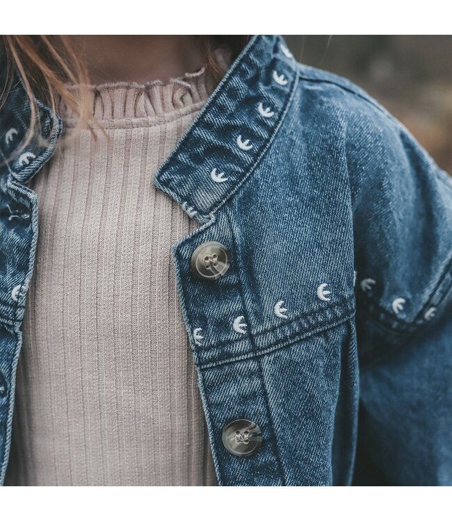 Your wishes winter jas meisjes - blauw - denim, bloem