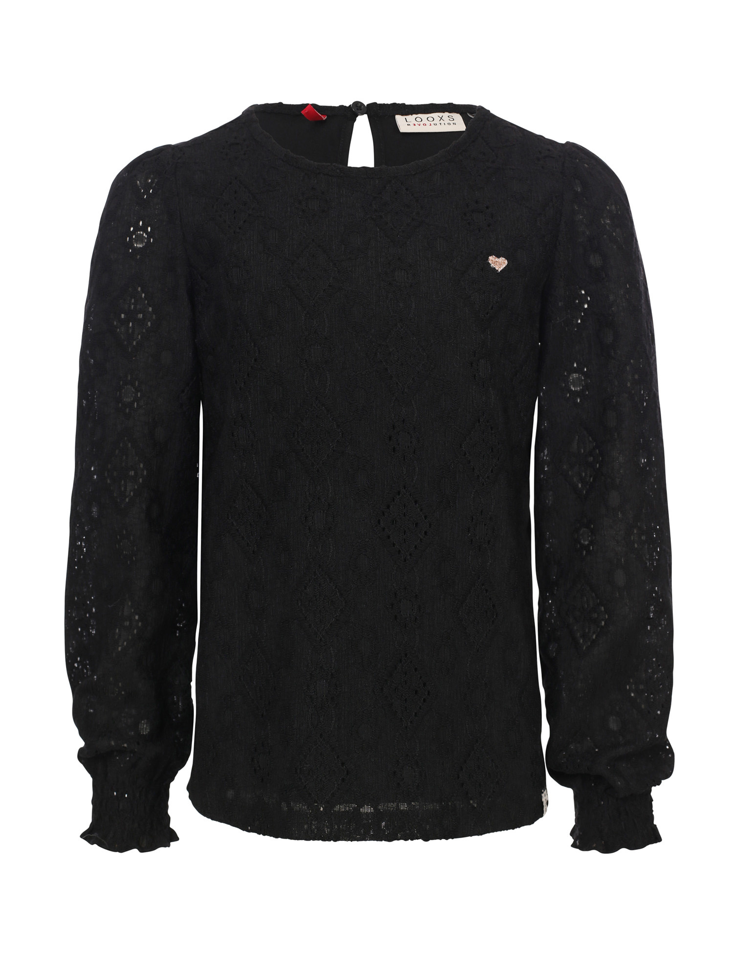 LOOXS Little winter lace top meisjes - zwart afbeelding