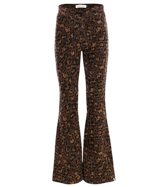 LOOXS Little winter velvet flare broek meisjes - bruin - luipaard