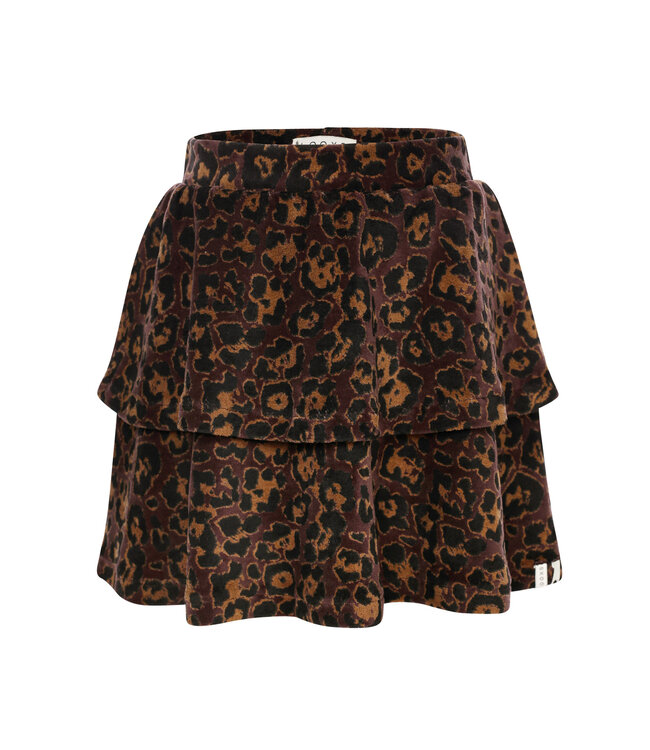 LOOXS Little winter velvet rok meisjes - bruin - luipaard