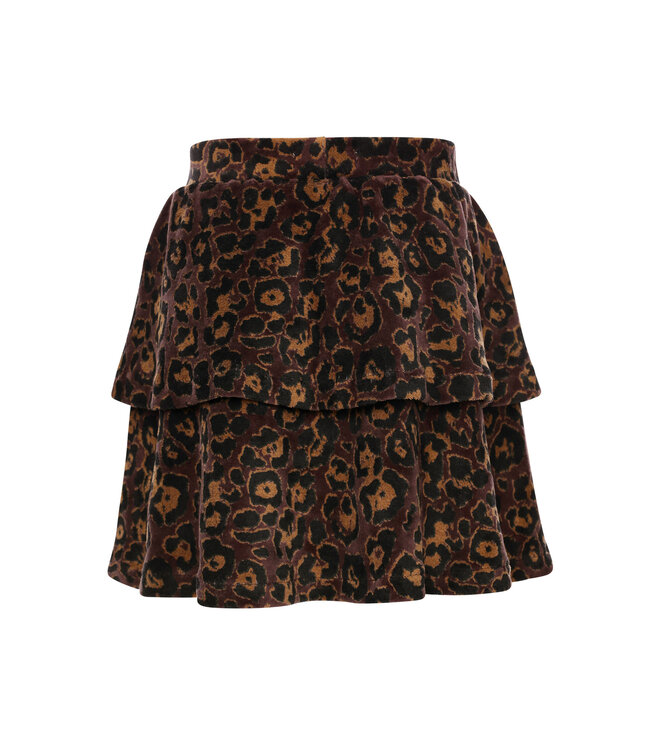 LOOXS Little winter velvet rok meisjes - bruin - luipaard