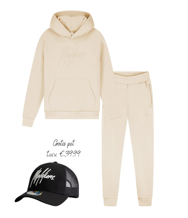 Malelions winter tracksuit meisjes - taupe - Essentials + GRATIS PET!