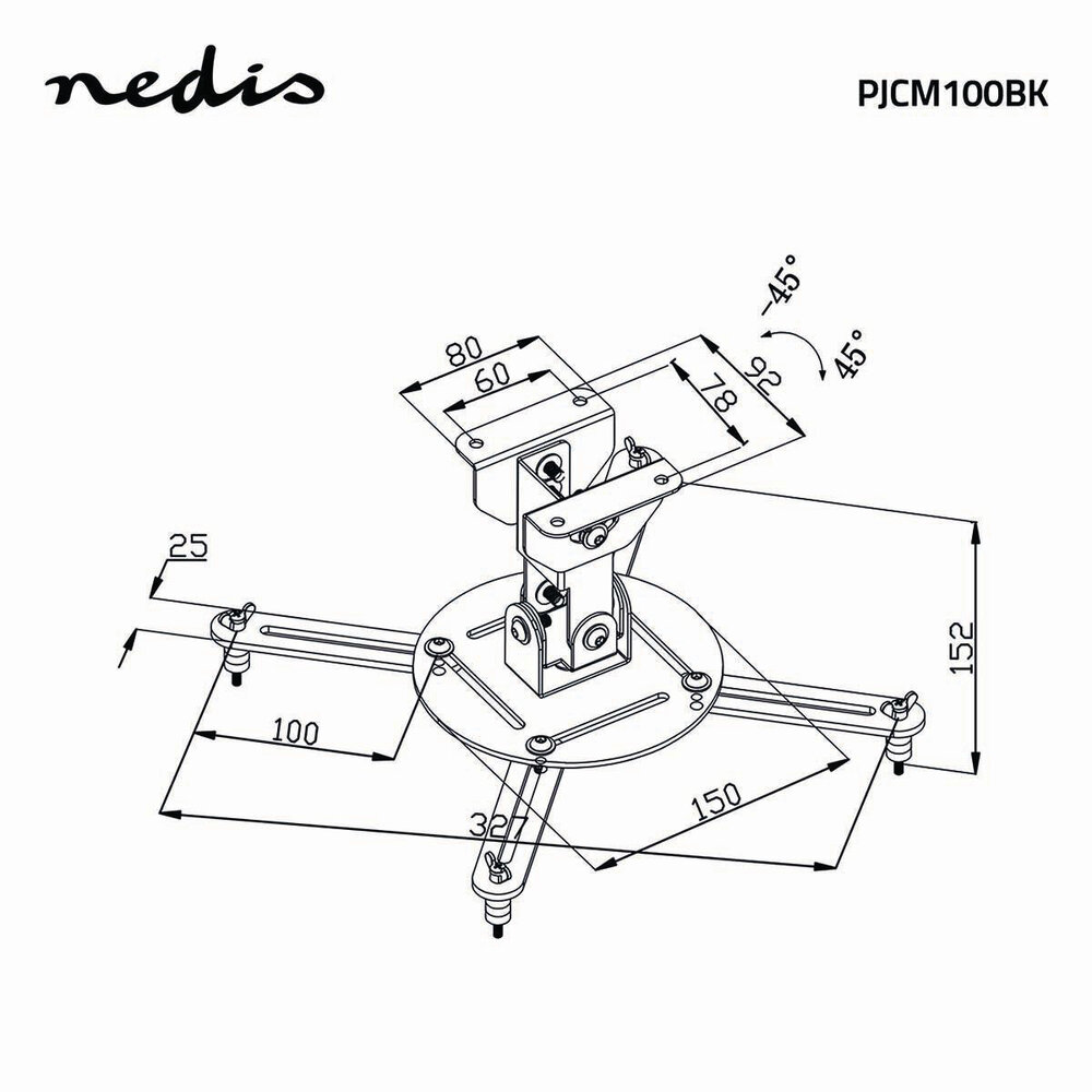 Nedis Nedis Projector Plafondbeugel 130mm tot 10 kg
