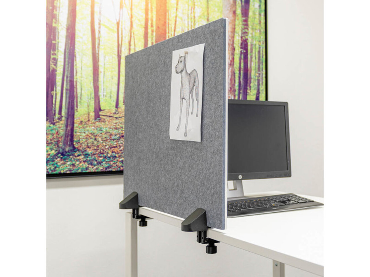 Scheidingsscherm bureauklem whiteboard/prikbord