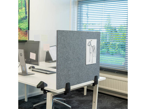 Scheidingsscherm bureauklem whiteboard/prikbord