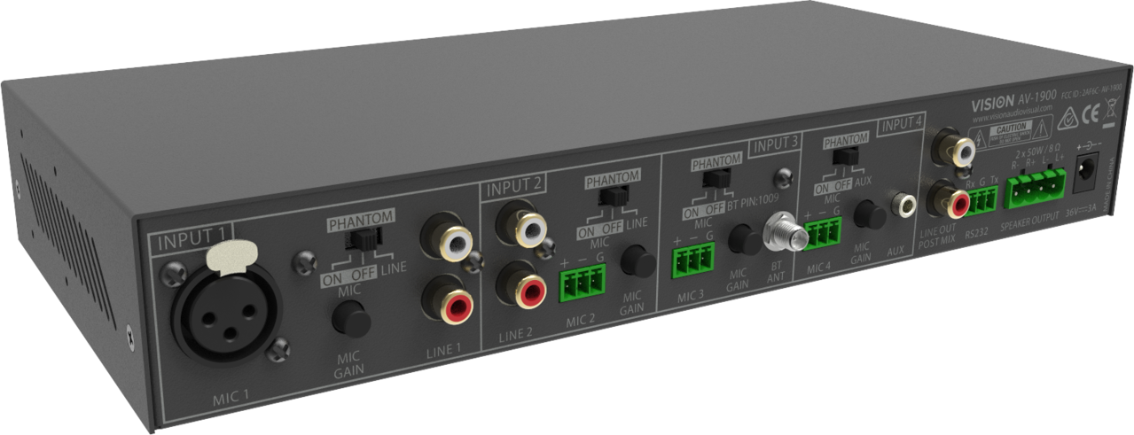 Vision Vision AV-1900 audiomixer-versterker Vision Vision AV-1900 audiomixer-versterker