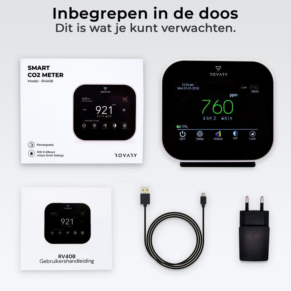 Rovary Rovary RV40B CO2 luchtkwaliteitsmeter Rovary Rovary RV40B CO2 luchtkwaliteitsmeter