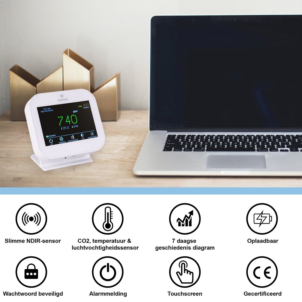 Rovary Rovary RV40W CO2 luchtkwaliteitsmeter Rovary Rovary RV40W CO2 luchtkwaliteitsmeter