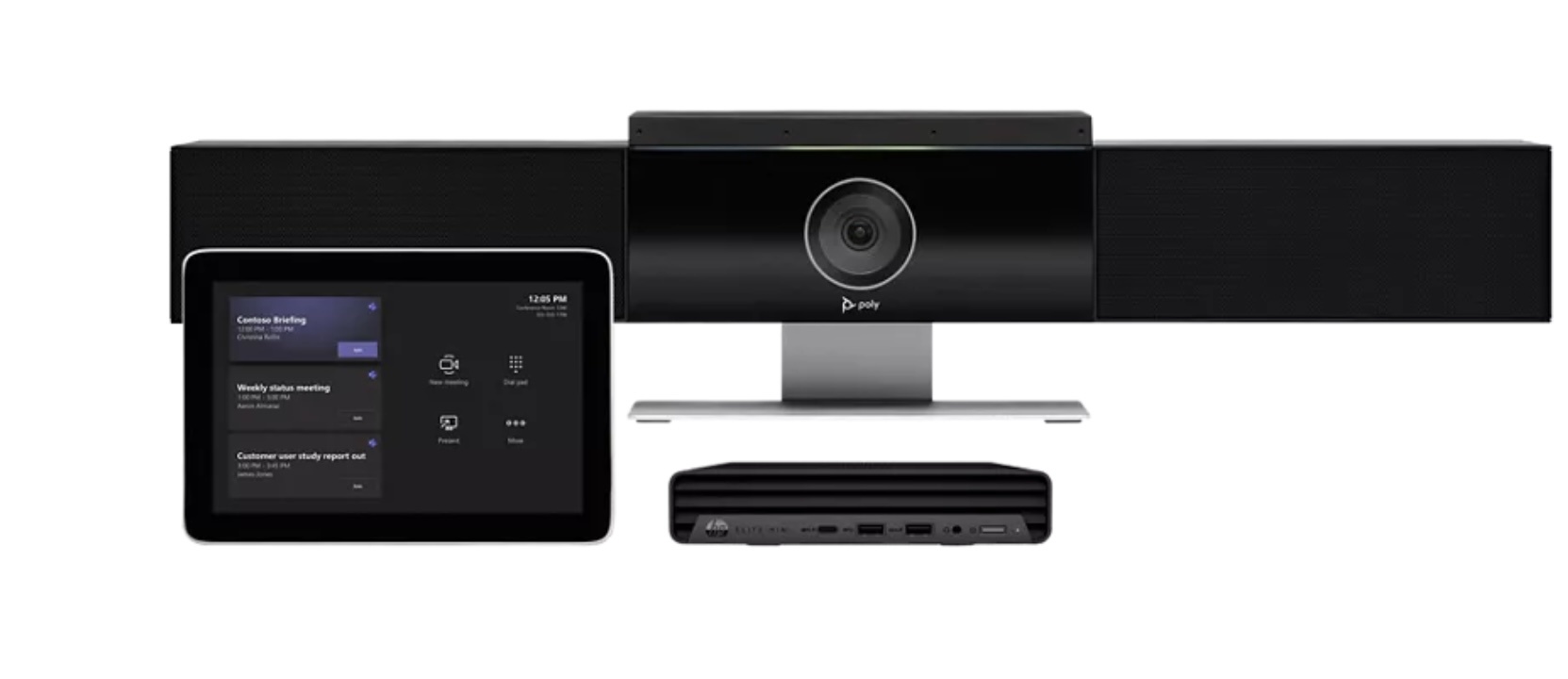 Poly Studio Medium Room Kit voor Micorsoft Teams Rooms all in one vergaderkit met mini PC afbeelding