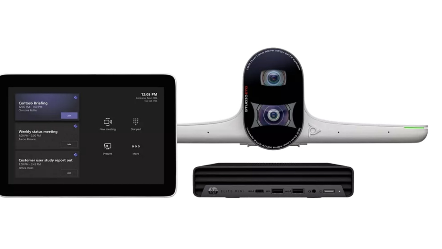Poly Studio Large Room Kit voor Micorsoft Teams Rooms all in one vergaderkit met mini PC afbeelding