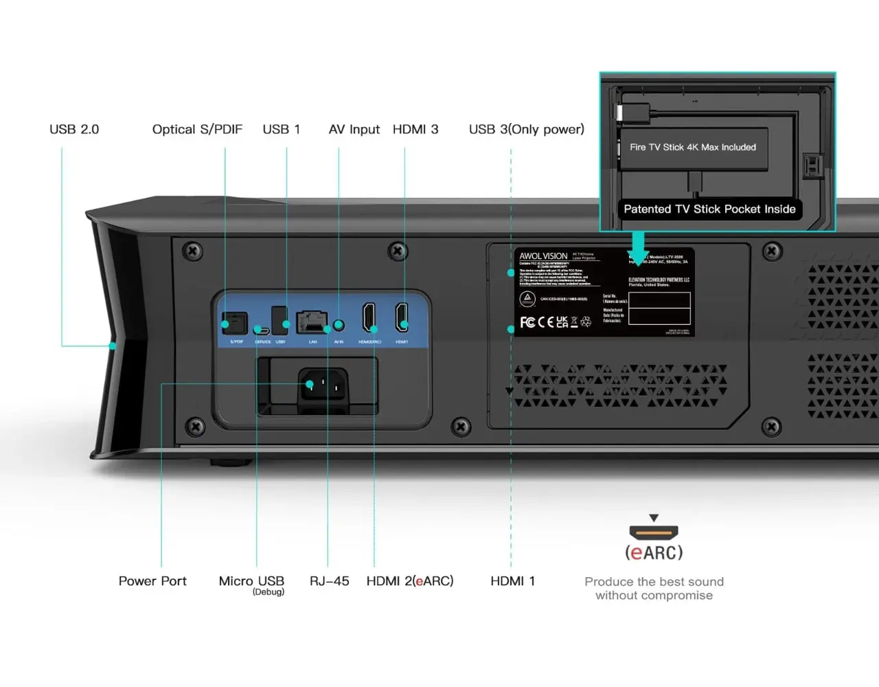 Awol Vision Awol Vision LTV-3500 Pro 4K UHD 3D Triple Laser Projector Awol Vision Awol Vision LTV-3500 Pro 4K UHD 3D Triple Laser Projector