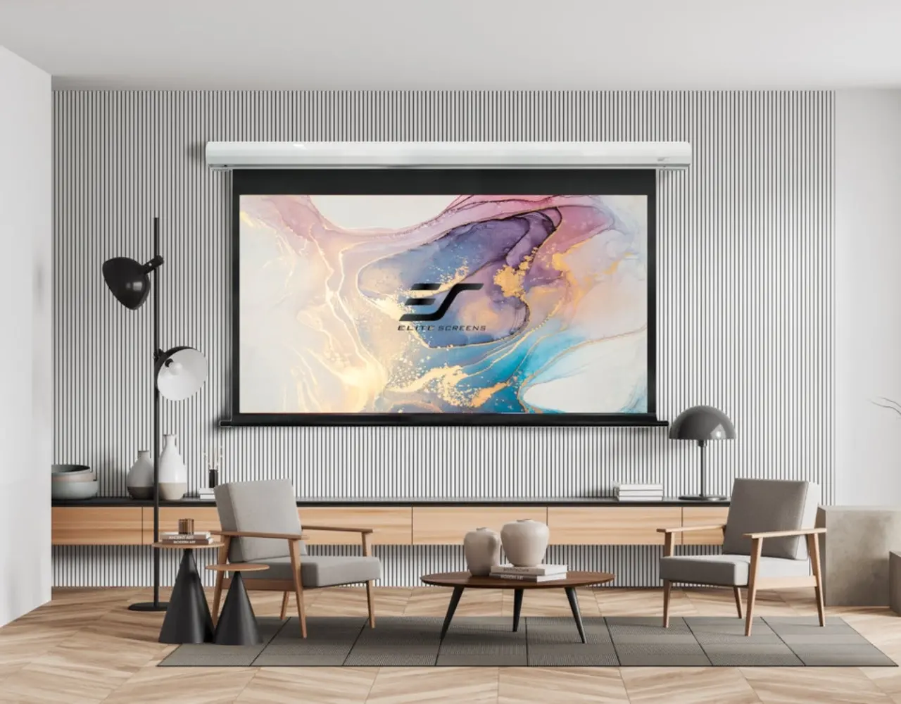 Elite Screens Elite Screens Saker Premium MaxWhite FG 16:9 elektrisch projectiescherm Elite Screens Elite Screens Saker Premium MaxWhite FG 16:9 elektrisch projectiescherm