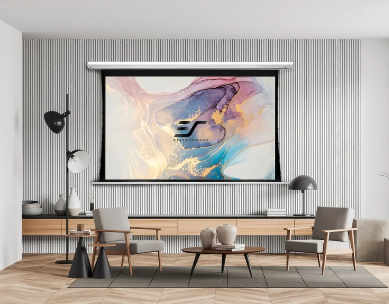Elite Screens Elite Screens Saker Tab-Tension MaxWhite FG 16:9 elektrisch projectiescherm Elite Screens Elite Screens Saker Tab-Tension MaxWhite FG 16:9 elektrisch projectiescherm