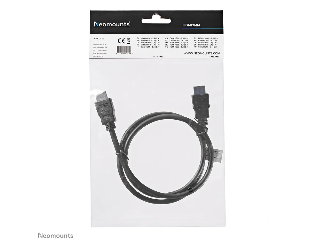 Neomounts Neomounts HDMI3MM HDMI kabel - 1 meter