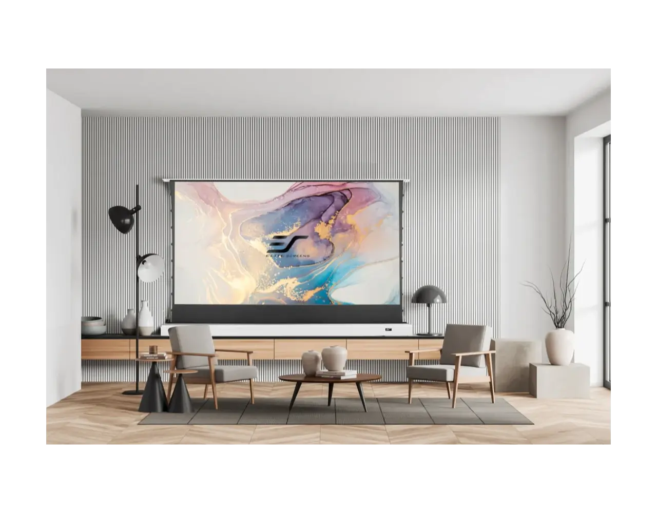 Elite Screens Elite Screens Kestrel Tab-Tension 3 CineGrey 4D 135 inch elektrisch vloer projectiescherm