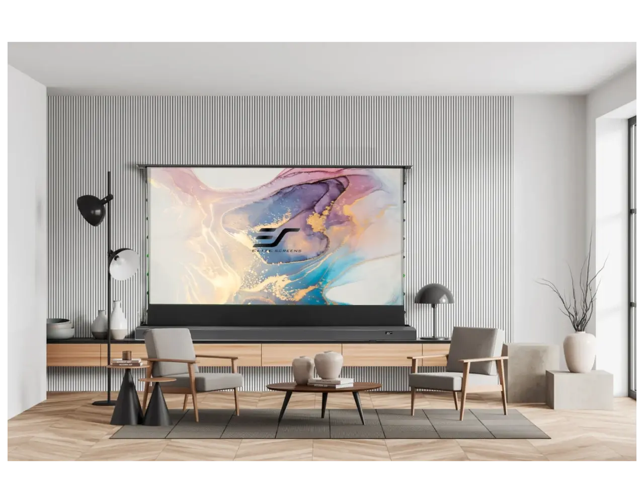 Elite Screens Elite Screens Kestrel Tab-Tension 3 CineGrey 4D floor-up projectiescherm