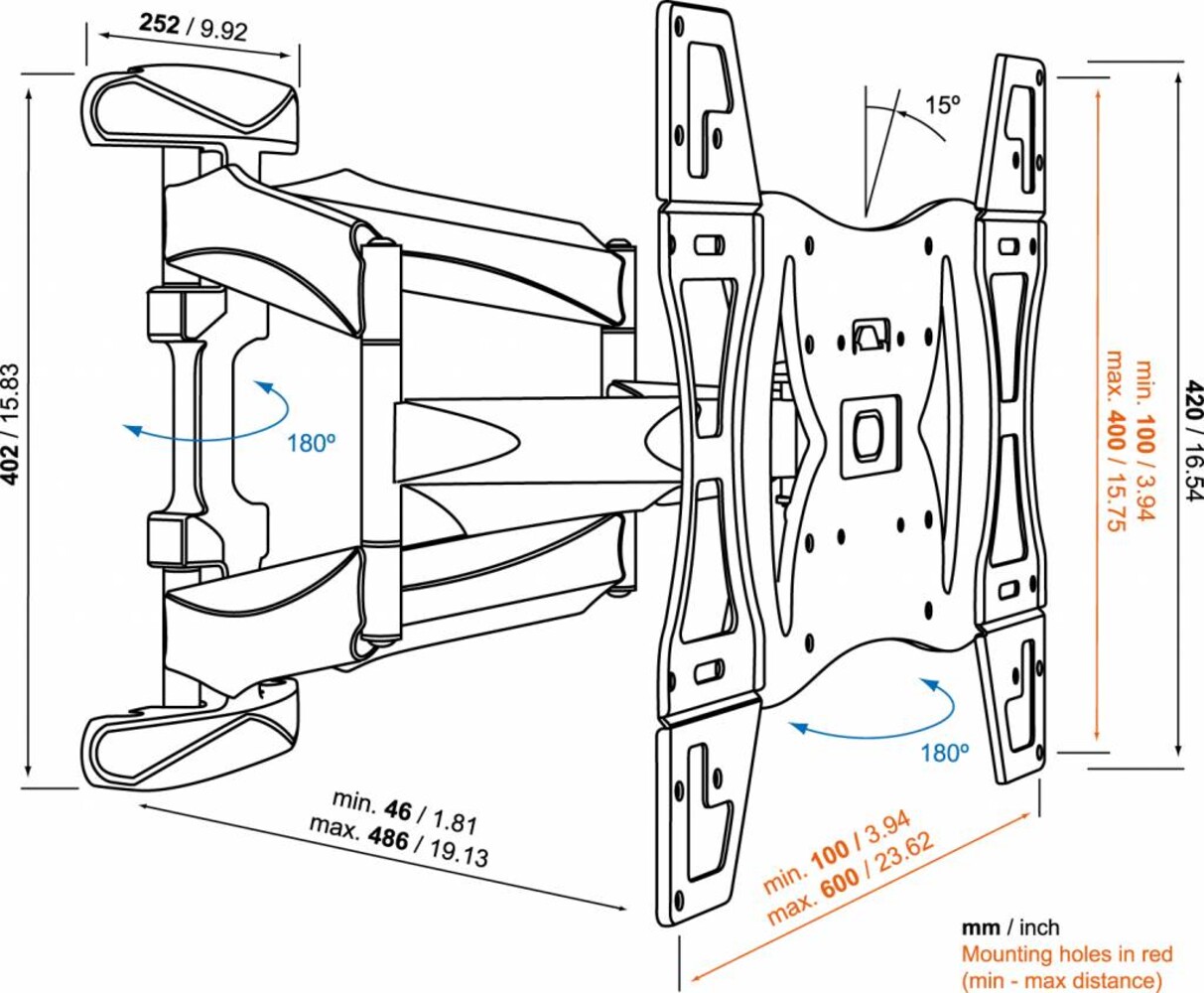 Vogel's Vogel's BASE 45 L Draaibare TV-muurbeugel