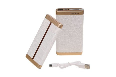 Power Bank D810 met ingebouwd iPhone kabel 10000mAh Wit