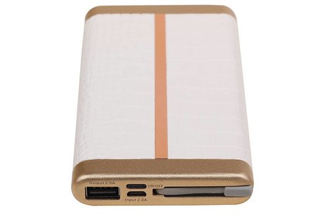 Power Bank D810 met ingebouwd iPhone kabel 10000mAh Wit