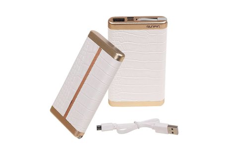 Power Bank D610 met ingebouwd iPhone kabel 6000mAh Wit