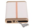 Power Bank D610 met ingebouwd iPhone kabel 6000mAh Wit