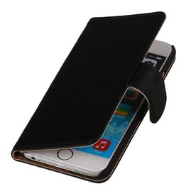 Washed Leer Bookstyle Hoes voor iPhone 6 Zwart