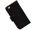 Washed Leer Bookstyle Hoes voor iPhone 6 Zwart