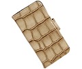 Glans Krokodil Bookstyle Hoes - Geschikt voor iPhone 6 Beige