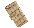 Glans Krokodil Bookstyle Hoes - Geschikt voor iPhone 6 Beige