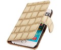 Glans Krokodil Bookstyle Hoes voor iPhone 6 Beige