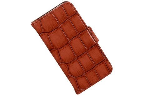Glans Krokodil Bookstyle Hoes - Geschikt voor iPhone 6 Bruin