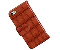 Glans Krokodil Bookstyle Hoes - Geschikt voor iPhone 6 Bruin