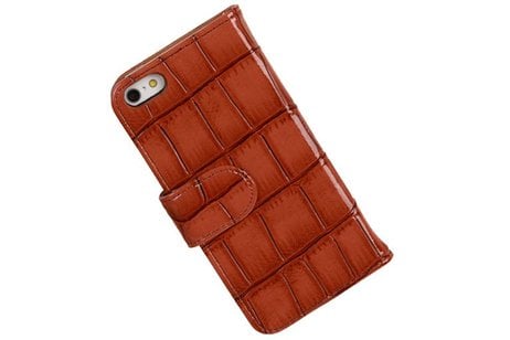 Glans Krokodil Bookstyle Hoes - Geschikt voor iPhone 6 Bruin