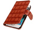 Glans Krokodil Bookstyle Hoes - Geschikt voor iPhone 6 Bruin