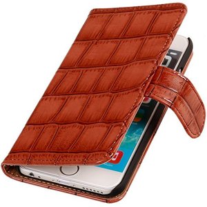 Glans Krokodil Bookstyle Hoes - Geschikt voor iPhone 6 Bruin