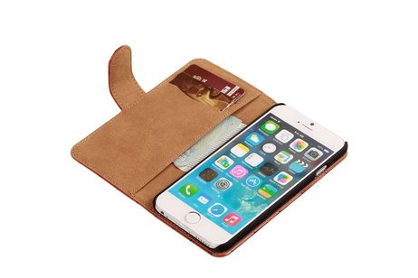 Glans Krokodil Bookstyle Hoes voor iPhone 6 Bruin